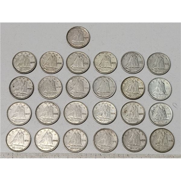 Bag of 25 King George Silver Ten Coins