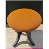 Image 2 : Vintage Rotatable Orange Stool - Seat: 17", Legs: 15" Across, 17.5" Tall