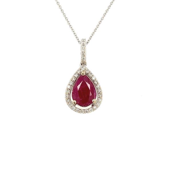 1.71 ctw Ruby & Diamond Pendant - 14KT White Gold