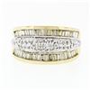 Image 4 : 14k Yellow Gold 1.34 ctw 3 Row Channel Baguette Pave Round Diamond Wide Band Rin