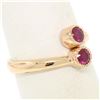 Image 3 : NEW Custom Made 14k Rose Gold Round Bezel Set Ruby Two Stone Simple Bypass Ring