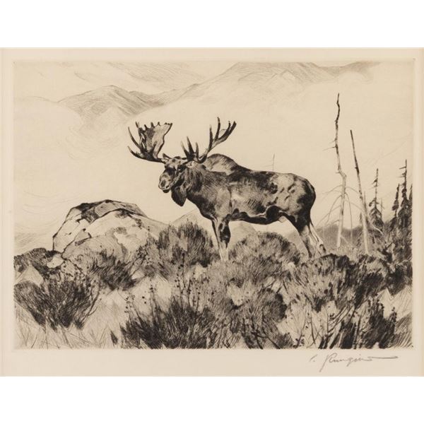 Carl Rungius, etching