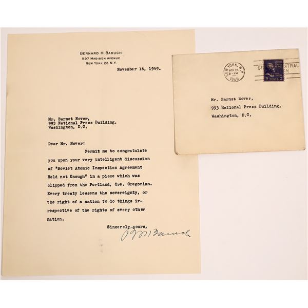 Bernard Baruch Autographed Letter- RARE [145081]