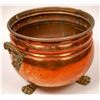 Image 1 : Handmade Copper Cauldron w/ Brass Lionhead Handles & Claw Feet [137551]