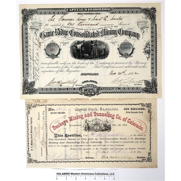 Two Different Custer County, Colorado Mining Stocks: Game Ridge and Buckeye [155445]