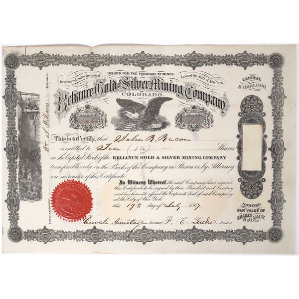 Reliance Gold & Silver Mining Co. of Colorado Stock Certificate [155458]