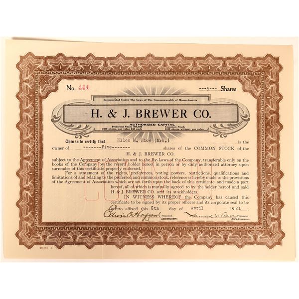 H. J. Brewer Company Stock [123394]