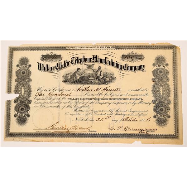 Wallace Electric Telephone Manufacturing Co. Stock Certificate [134675]