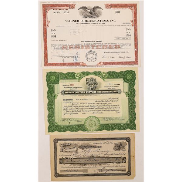 Duplex Motion Picture & More Stock Certificates [126802]