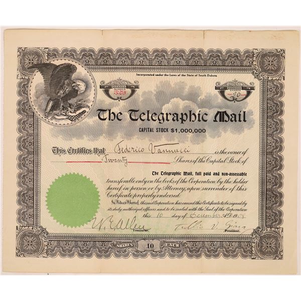 Telegraphic Mail Stock Certificate [126251]