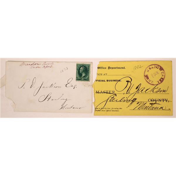 Postal Cover Meadow Creek, MT Cancels (2) [146962]