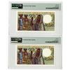 Image 2 : Institut d'Emission, ND (1976)High Grade Issued Sequential 1000 Francs Banknote Pair