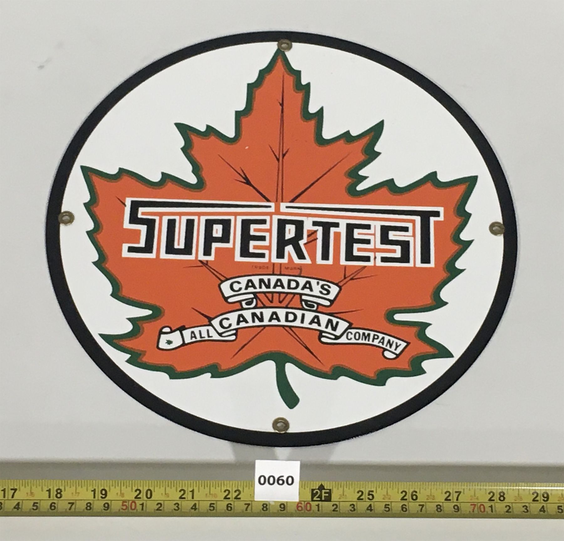 Small Super Test Sign SUPERTEST SSP SIGN - 12in DIA - Kidd Family Auctions
