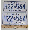 Image 1 : PAIR OF 1975 ONTARIO LICENSE PLATES 