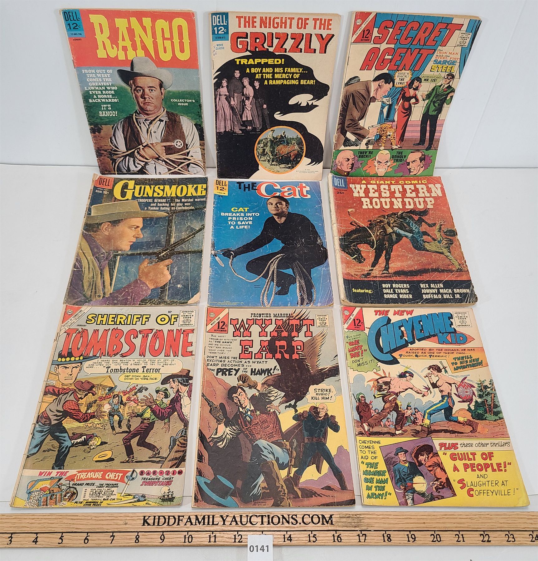 LOT OF 9 - DELL & CDC COMICS INCL RANGO, GUNSMOKE, TOMBSTONE ETC