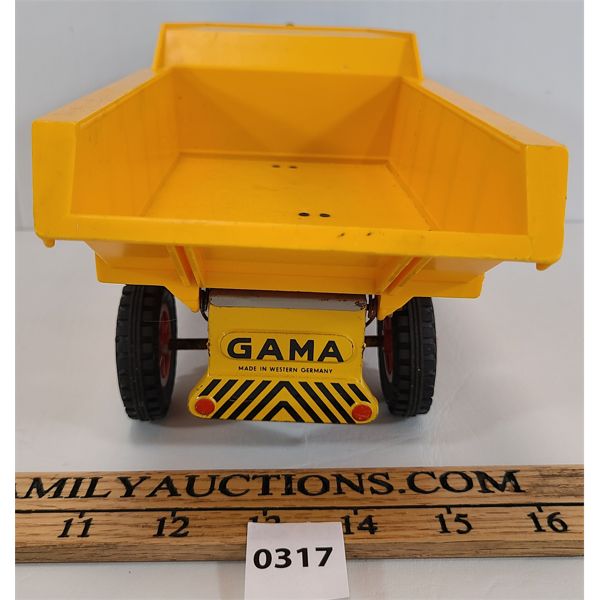 X766 GAMA WESTERN GERMANY TIN TOY SKIP TRUCK BON ETAT