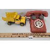 Image 1 : LOT OF 2 - TONKA DRUMP TRUCK AND TIN ROTARY PHONE