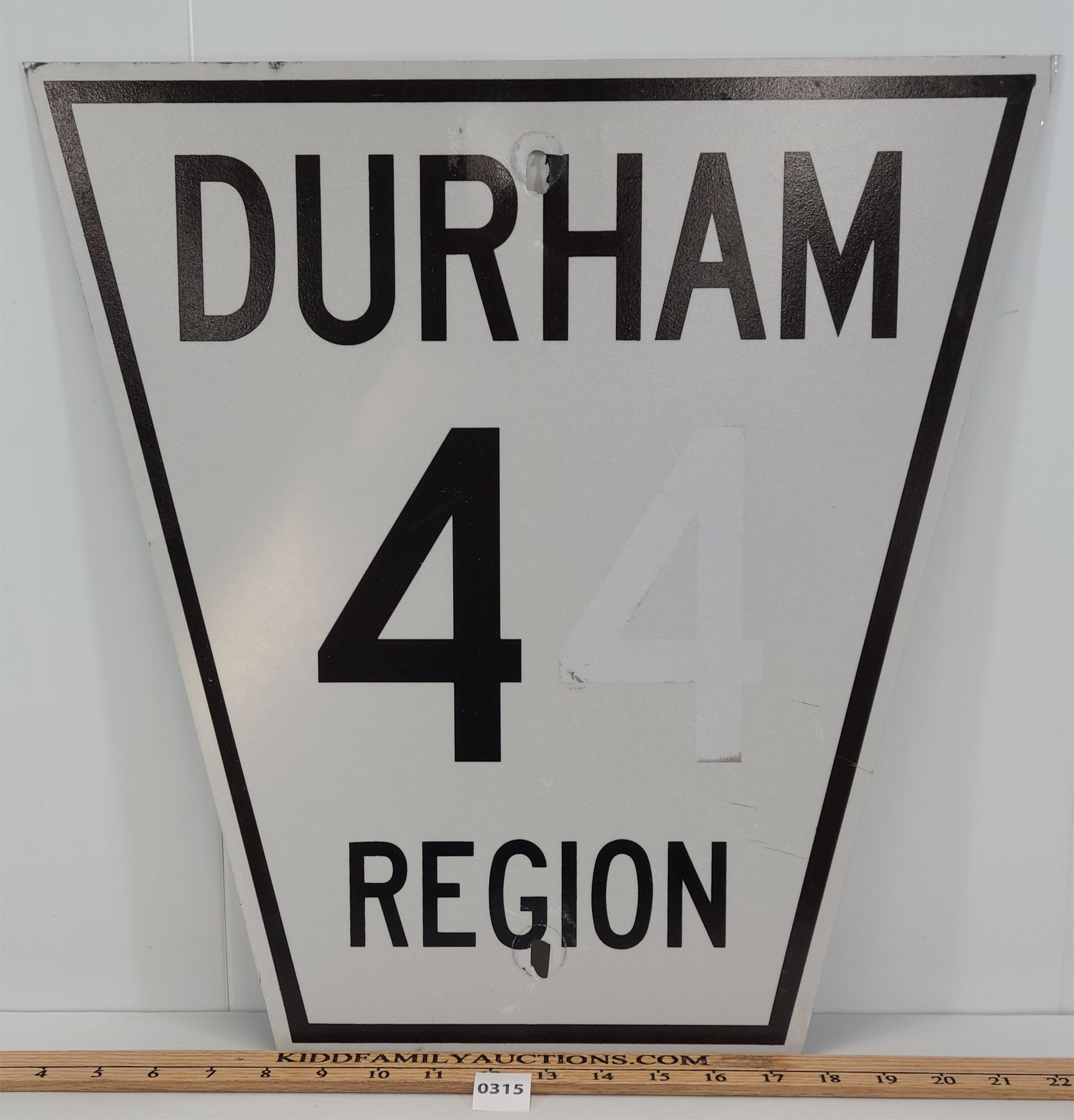 DURHAM REGION 44 METAL ROAD SIGN - Kidd Family Auctions