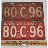 Image 1 : PAIR OF 1937 ONTARIO LICENSE PLATES