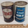 Image 1 : LOT OF 2 - TIDEX & ALLSTATE ONE QUART MOTOR OIL CANS 