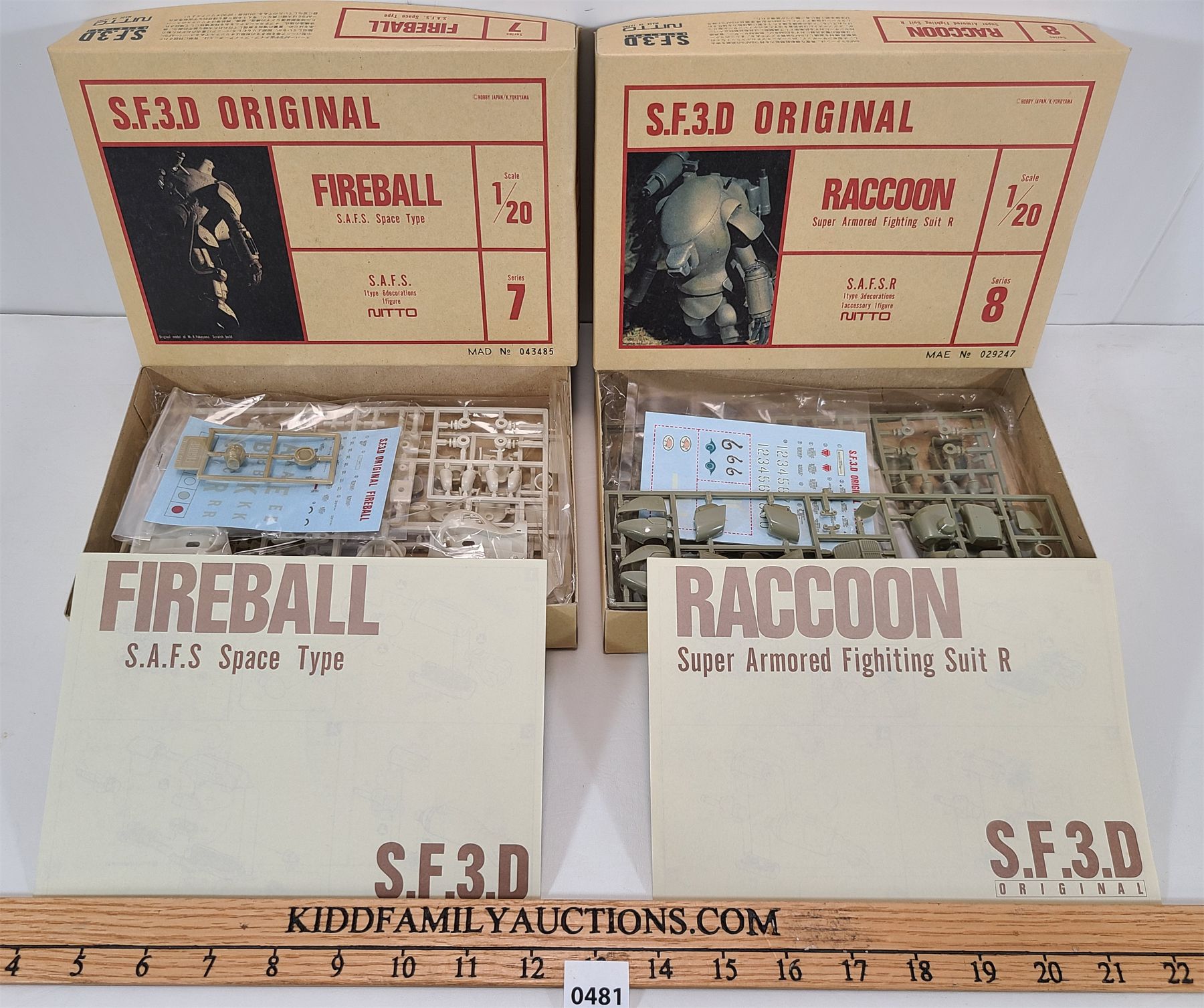 LOT OF 2 - NITTO 1:20 SCALE SF3D RACCOON AND FIREBALL MODEL KITS
