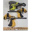 Image 1 : LOT OF 2 - RYOBI 120V PALM SANDER & QUICK CHANGE BAR CLAMP SPREADER