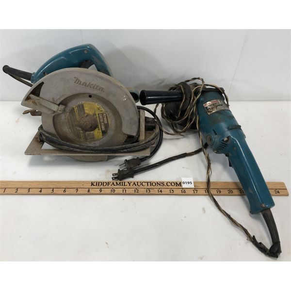 LOT OF 2 - MAKITA DISC GRINDER AND 7 1/4in CIRCULAR SAW