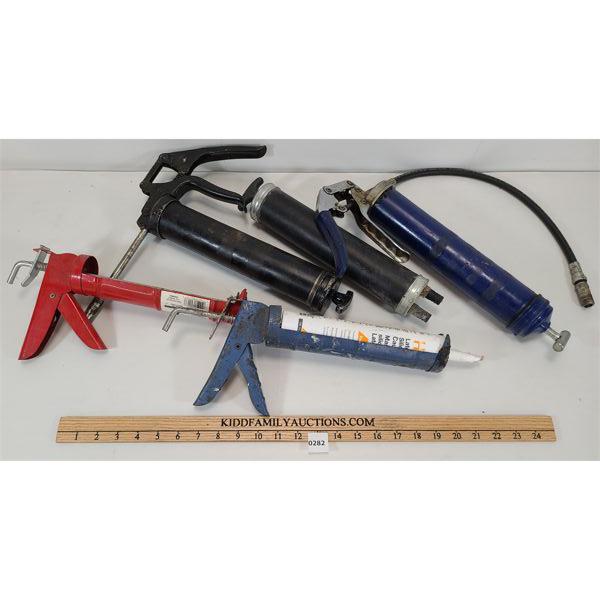 LOT OF 5 - GREASE & CAULKING GUNS