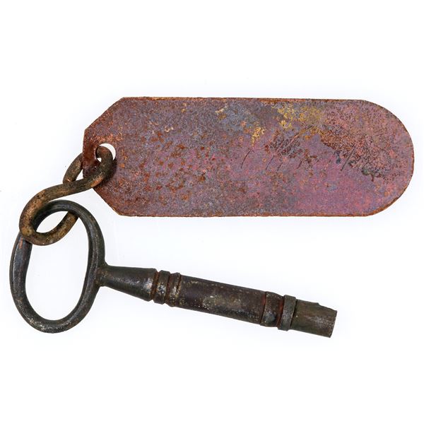 Broken Key & Brass Key Tag for Water Closetts (sic.), S.S. Central America treasure [153307]