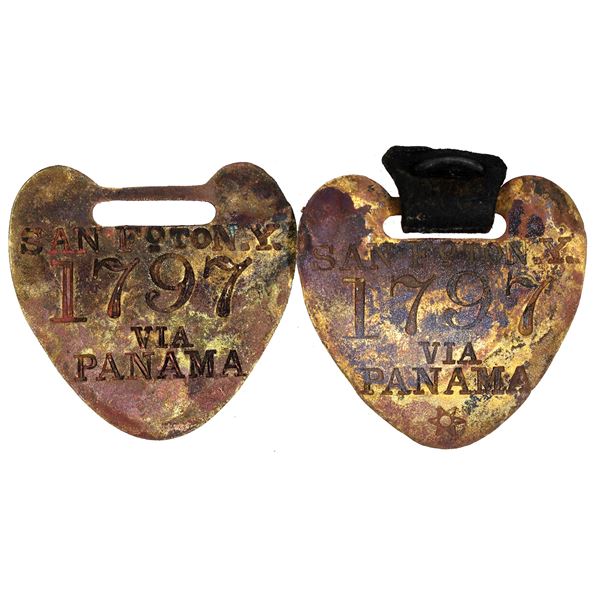 Matched Pair of Luggage Tags, SS Central America Treasure [162224]