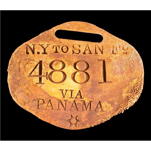 Brass Luggage Tag NY to SAN Fo  #4881, SS Central America Treasure [153315]