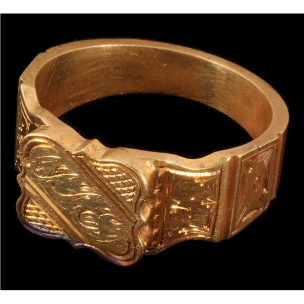 Gold Signet Ring, Engraved JFE, S.S. Central America treasure [146642]