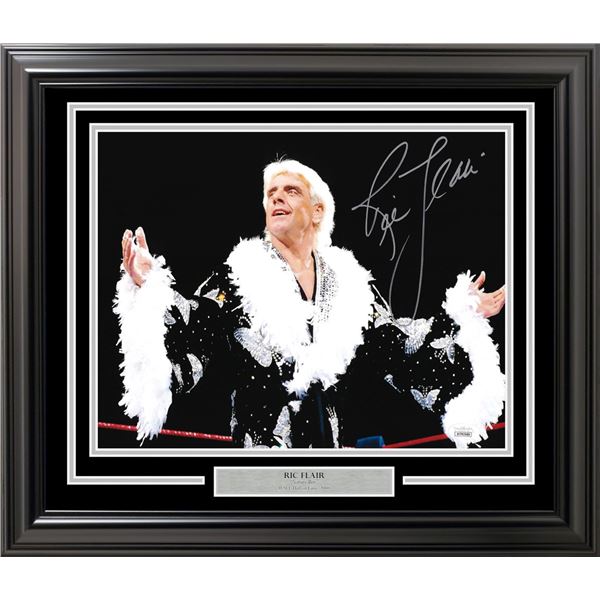 RIC FLAIR SIGNED AND CUSTM FRAMED 16 X 20 DISPLAY (BECKETT COA)