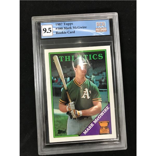 1987 Topps Mark McGwire Rookie Card, graded 9.5 by GCG