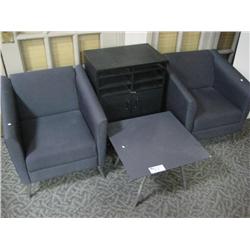 Grey Reception Chairs, Table & Stand