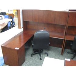 Cherry L-shape Desk With Hutch