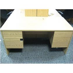 Oak Double Pedestal Desk