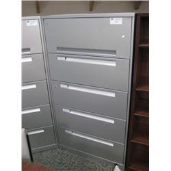 Grey 5 Drawer Lateral File Cabinet