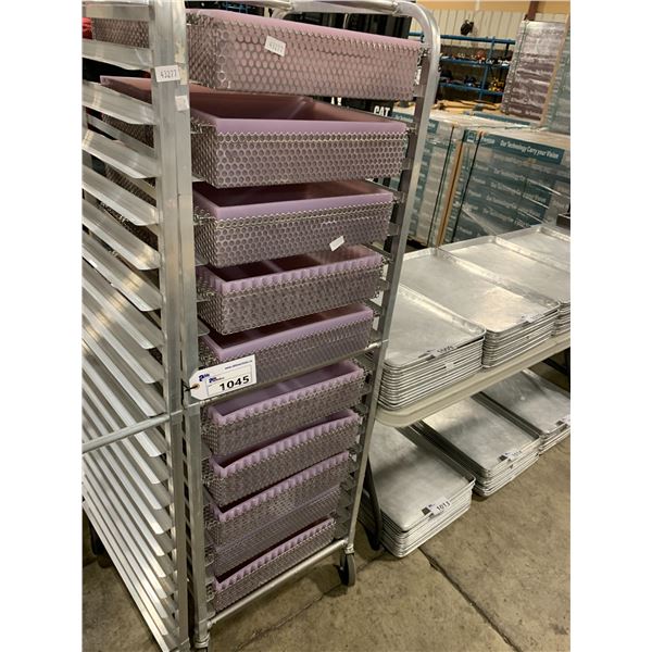 ALUMINUM 20 TRAY MOBILE COMMERCIAL BAKERS RACK WITH 20 ALUMINUM 17