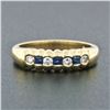 Image 2 : 18K Gold 0.36 ctw Channel Square Sapphire Round Diamond Scalloped Stack Band Rin