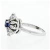 Image 5 : Vintage 14k White Gold 0.90 ctw Round Sapphire and Diamond Flower Cluster Ring