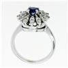 Image 8 : Vintage 14k White Gold 0.90 ctw Round Sapphire and Diamond Flower Cluster Ring