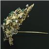 Image 4 : Vintage Large 14K Yellow Gold 4.60 ctw Diamond & Emerald Textured Leaf Brooch Pi
