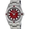 Image 1 : Rolex Mens Stainless Red String 18K White Gold Ruby Beadset With Oyster Band