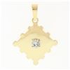 Image 1 : Vintage 18k Gold .53 ctw Round Diamond Solitaire Square Puzzle Piece Stamp Penda
