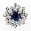 Image 2 : Vintage 14K TT Gold 3.26 ctw Round Sapphire Diamond Tiered Snowflake Cluster Rin