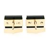 Image 2 : Modernist 14K Yellow Gold Rectangular Black Onyx Brushed Finish Swivel Cuff Link