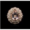 Image 2 : 14KT Rose Gold 3.13 ctw Morganite and Diamond Ring