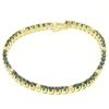 Image 1 : 14k Solid Yellow Gold 5.13 ctw Round Sapphire & Diamond Line Tennis Bracelet