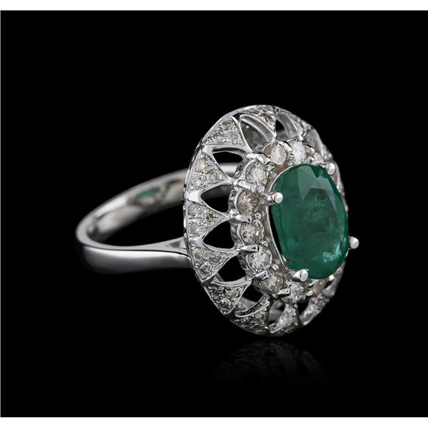 14KT White Gold 2.60 ctw Emerald and Diamond Ring